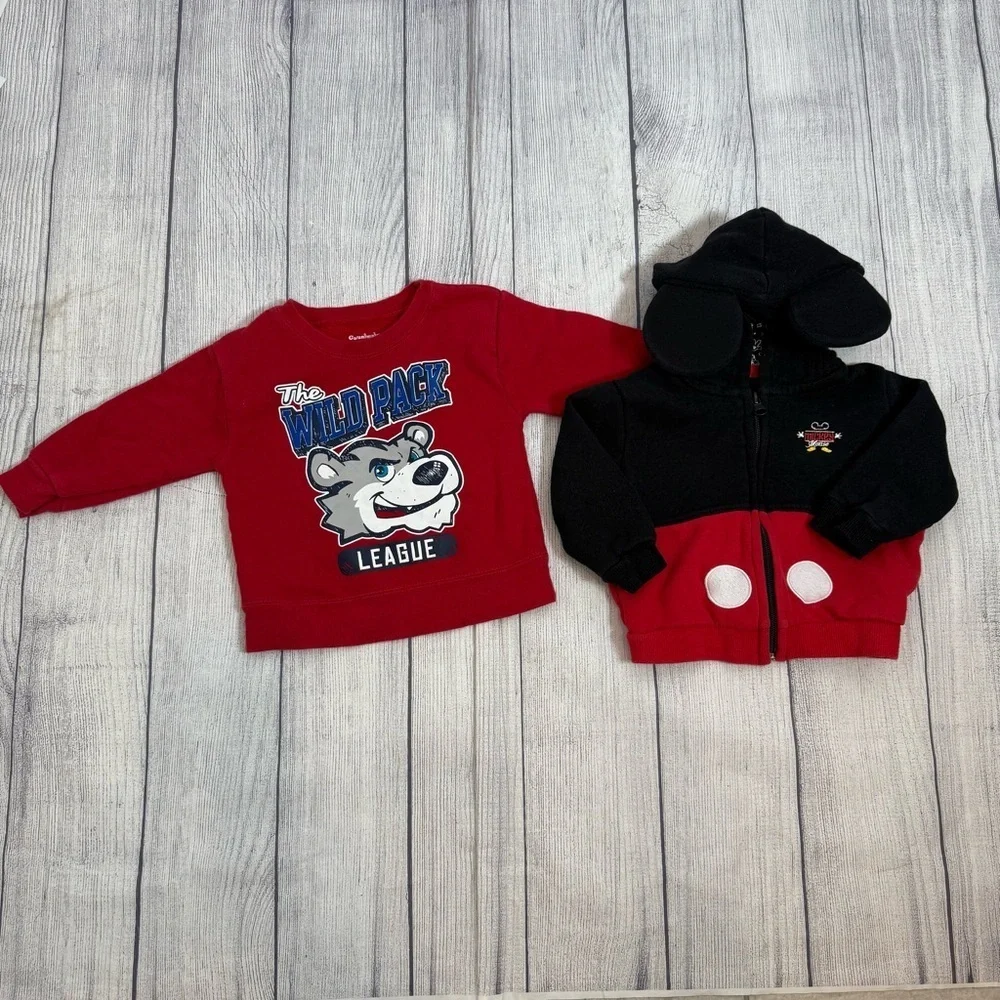 Disney Parks Mickey Mouse Hoodie Garanimals Red Sweatshirt Bundle/size 12M